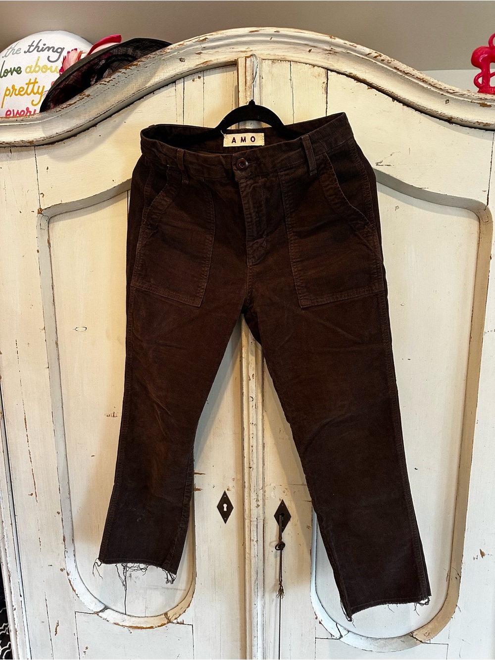 AMO Dark Brown Corduroy Front-Pocket Trousers